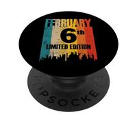 Février 6 Édition Limitée Retro Vintage Anniversaire PopSockets PopGrip Adhésif