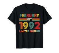 Février Est 1992 Anniversaire Édition limitée 34 Ans 34 Ans T-Shirt