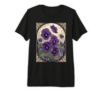Février Naissance Fleur Alto Fleurs Art Nouveau Style T-Shirt Haut de Gamme