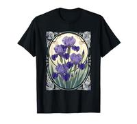 Février Naissance Fleur Iris Fleurs Art Nouveau Style T-Shirt