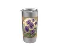 Février Naissance Fleur Violet Viola Art Nouveau Style Gobelet isotherme en acier inoxydable double paroi
