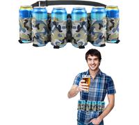Few-1 Ceinture À Bière, 6 Porte-Bouteilles Ou Canettes, Ceinture Portable, Ceinture À Vin Ajustable, Pour Le Camping, Les Festivals,Les Fêtes De Mardi Gras Pour Hommes (Camouflage Kaki)