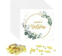Few-40 Pièces Serviette Papier, Serviettes De Table Happy Birthday Blanc Or Tissu Vaisselle Jetable Joyeux Anniversaire Pour Fille Garçons Fête D'anniversaire Décoration Anniversaires Deco (Vert)