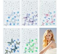 Few-5 Feuilles Strass Autocollant Visage,Papillon Tatouage Temporaire, Autocollants Décoratifs Bijoux De Visage Maquillage Pour Festival Tatouages Temporaires
