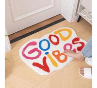 Few-Good Vibes Tapis De Bain Amusant Avec Mots Mignons Tapis Cool Pour Salle De Bain Antidérapant Microfibre Lavable Absorbant Tapis De Douche Pour Chambre À Coucher Cuisine Salon