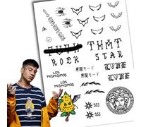 Few-- Kit De Tatouages Éphémères Duki - Tatouages Temporaires Pour Costume - Carnaval - Halloween - Cosplay (Feuille Complète)