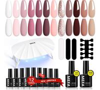 Few-Kit Ongle Gel Uv Complet 6 W Lampe, 19pcs Kit Vernis Semi Permanent Blanc Rose Nude Pailleté Marron, 12 Couleurs Vernis Gel Avec Base Et Top Coat, Manucure Outils Accessoires Nail Art Kit Cadeau