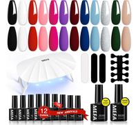 Few-Kit Ongle Gel Uv Complet 6 W Lampe, 19pcs Kit Vernis Semi Permanent Noir Blanc Rouge Rose Violet Marron Bleu Vert Nude, 12 Couleurs Vernis Gel Avec Base Et Top Coat