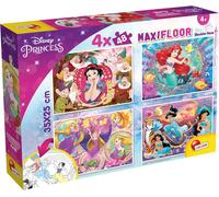 FEW-Lisciani - DISNEY PRINCESSES - 4 Puzzles pour Enfants dès 4 ans - 4 x 48 pièces - MaxiFloor 35x25 cm - Puzzles 2 en 1 - Double Face avec Verso à Colorier - Jeux Educatifs Favorisant la Concentrat