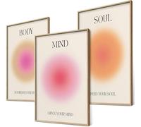 Few-Mind Body Soul Lot De 3 Posters ¿ Décoration Murale De Yoga Aux Couleurs De L'aura ¿ Images Inspirantes ¿ Décoration De Chambre À Coucher Et De Salon ¿ Affiches De Pleine Conscience (3 X A4)