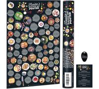 FEW-- Poster à Gratter Culinaire - Carte à Gratter Plats du Monde - Foodie's Scratch Off Poster - Spécialités Culinaires - Idée Cadeau Cuisine Original pour Homme, Femme - 70x42 cm