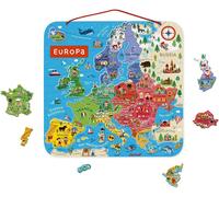 FEW-- Puzzle Carte d'Europe Magnétique en Bois - 40 Pièces Aimantées - 45x 45 cm - Version Italienne - Jeu éducatif dès 7 ans, J05475