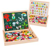 FEW-Puzzle Magnétique avec Tableau Double Face Aimanté pour Enfant 3 Ans et Plus 155 Pièces