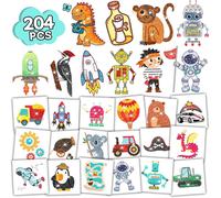Few-Tatouage Enfant, 34 Feuilles De Tatouage Pailletés Tatouage Éphémère Avec Dinosaure/Pirate/Animal/Transport/Espace, Accessoire Pour Pinata Anniversaire, Cadeau Et Jouet Pour Garçon De Tout Âge