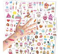 Few-Tatouage Enfant Fille Tatouages Temporaire, Tatouages Ephémères Enfants Fille Anniversaire De Fête Petit Cadeau Pinata, Bonbons, Crème Glacée, 15 Feuilles