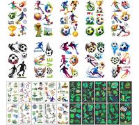 Few-Tatouage Ephemere Enfant De Thème Football 20 Feuilles Tatouages ¿¿Lumineux Children Football Decoration Anniversaire Foot Autocollants Temporaires Tatouage Pour Cadeau D'anniversaire
