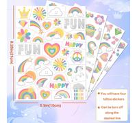 Few-Tatouages Temporaires Imperméables - 118pcs Groovy Fake Tattoo Pour Les Fournitures De Fête D'anniversaire D'enfants, Arts Et Artisanat Licorne Arc-En-Ciel Pour Garçons Ou Filles 6 7 8 9 10 11 12