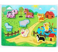 FEW-TOWO Puzzles Animaux en Bois - Puzzles de Shinnington Farm Animals Taille Chunky - Puzzle en Bois pour Enfant de 18 Mois et Plus - Puzzle pour Les Tout-Petits comme Jouets d'apprentissage précoce