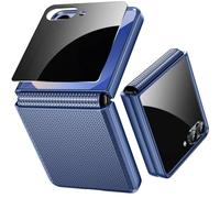 Fewdew Coque pour Samsung Galaxy Z Flip 7 avec Protecteur D'écran Confidentialité Arrière & Charnière,Étui Housse de Protection en PC Dur,Antichoc Mince Coque pour Samsung Galaxy Z Flip 7,Carré Bleu