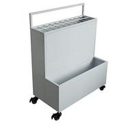 FEWDSCA 20 Fentes Parapluie Supérieur Supérieur Roues & Poignée 2-Tier Blanc Métal Parapluie Rack Corridor Entrée Home Office