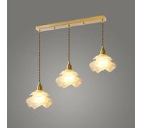 FEWDSCA 3 Lumière Grappe Verre Lustre Vintage Lait Verre Fleur Lumière 5 Longue Luminaire Linéaire Mi-Siècle Moderne Lampe de Plafond Suspendue Pour Salle À Manger Cuisine Île/3 Lumières