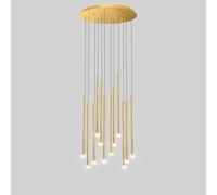FEWDSCA 8 Lumières Grand Lustre Pour Foyer Entrée Ferme Moderne A Mené Rond Lustre Grappe Linéaire Éclairé Longue Bande Lampe de Plafond Suspendue Pour Escalier Salle À Manger Salon/D-12 Lumières/3000