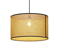 FEWDSCA Bamboo Moderne Panier de Lumière Rattan Suspendu Ombre-Lampe Boho Rond Rattan Panier Lustre Suspendu Mur Monté Lampe Intérieur Mur En Bois Pour Chambre Salle À Manger Couloir/Un/50 Cm