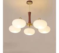 FEWDSCA Bracket Light Mid Century Modern Glass Lustre Semi Flush Mount Ceiling Light Farmhouse Rustic Wood Pendant Light Sputnik Grand Lustre Salle À Manger Salon/5 Lumières Lustre/Un