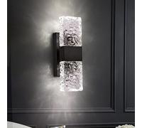 FEWDSCA Crystal Glass Led Wall Light Modern Chrome Bathroom Sconce Vanity Mirror Light, Chambre À Coucher Intérieuremontée Au Mur Côté Lit, Couloirs/Noir