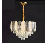 FEWDSCA En Noir Pour Foyer Mid Century Moderne Avec Verre À Plumes Ronde Plafondpendue Pour Salle À Manger Chambre À Coucher Ferme Salon/Diamètre 40Cm