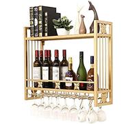 FEWDSCA Étagère Amants Du Vin Étagère Flottante Du Vin Et Étagère En Verre Équipement D'Étagère À Vin En Métal Monté Sur Le Mur Portant En Verre Étagères En Acier Organizateur Affichage de Stockage de