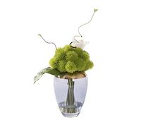 FEWDSCA Fleurs Artificielles Boule de Velours Fleur Verre Fleur Art Salon Table Basse Hôtel Table À Manger Bureau Salle D'Exposition Décoration Fausses Fleurs/Vert