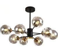 FEWDSCA Hertl Moderne Branche Grapverre Bulle Conduit Plafond Lumière Fumée Gris Ambre Verre Ferme Industrielndentif Lumière Cuisine Salle À Manger Salon Restaurant/Noir + Gris/8 Lumière