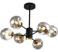 FEWDSCA Hertl Moderne Branche Grapverre Bulle Conduit Plafond Lumière Fumée Gris Ambre Verre Ferme Industrielndentif Lumière Cuisine Salle À Manger Salon Restaurant/Noir + Gris/6 Lumière