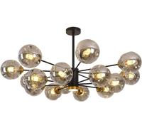 FEWDSCA Hertl Moderne Branche Grapverre Bulle Conduit Plafond Lumière Fumée Gris Ambre Verre Ferme Industrielndentif Lumière Cuisine Salle À Manger Salon Restaurant/Noir + Gris/16 Lumière