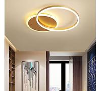 FEWDSCA Led Éclairage de Plafond Design de Bague En Métal Dimmable Avec Télécommande Lampe de Plafond Lumière de Chambre Lumière de Plafond Luminaire Lustre Couloir Lampe Suspendue/Or_2 Têtes