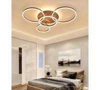 FEWDSCA Led Plafonnier Moderne Salon Plafonniers Ronds Créatifs Plafonniers Intérieurs Avec Télécommande 3000K 6500K Chambre À Coucher Salle À Manger/Couleur Café/4 + 1 Tête