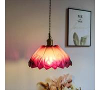 FEWDSCA Lumière À Pendentif Moderne Retro Fleur Verre Cuisine Île Verre Vert Grand Violet Clair Plafond En Verre À Côtes Lampe Suspendue Lustre D'Or Pour La Chambre À Coucher/Violet