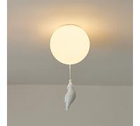 FEWDSCA Lumière de Plafond de Style Nordique Chambre Childrens Blanc Verre Ombre-Lampe Garçon Fille Joli Petit Ours Chambre À Coucher ins Décoration de Lustre Intérieur Créatif Lumières Suspendues/C.