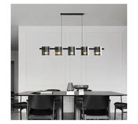 FEWDSCA Lumière de Plafond Lumières En Verre Modernes Chambre D'Éclairagede Plafondpendue de Luxe Salon Chambre À Coucher Lumières/Blanc Chaud 3000K/L120Cm 5Lights Fumeux