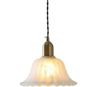 FEWDSCA Lumière En Verre Glacé Plafond En Laiton Lumière Suspendue Antiquée Grande Lumière Unique Lustre Moderne Côtier Nordique Pour Salle À Manger Chambre À Coucher Restaurant