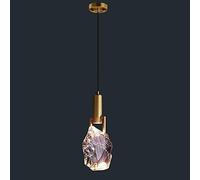 FEWDSCA Lumières En Laiton À Tête Unique Avec Ombre de Bloc de Cristal, Mini Lustres de Côté Lit de Chambre, Prise E14, Lampes D'Éclairage de Décoration de Barre de Cuivre, Lustres Modernes