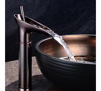 FEWDSCA Robinet D'Évier de Salle Den Antcascade de Bronze Robinet de Salle Den, Robinet de Mélangeur de Bassin de Salle Den, Eau Chaude Et Froide Pinceau Noire Nickel Mélangeur D'Eau/Orb Haut