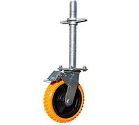 FEWDSCA Roues de Roulette Tournantes D'Échafaudage Mobile, Roue Industrielle Lourde Avec Frein, Roues de Remplacement En Polyuréthane, Écrou de Levage, Capacité 600/800Kg, Avec Tige Filetée, 1 Pièce/8