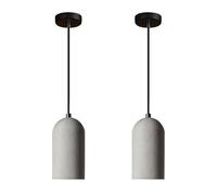 FEWDSCA Simple Bar Concrete Comptoir Pendentif Lumière Retro Ciment Petite Lampe Pendante E27 Décor Ferme Lumières Pendentifs Appareil Cuisine Ile Éclairage Réglable Restaurant Lustre/A (Paquet de 2)