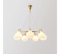 FEWDSCA Simple Circulaire Moderne Salon Lustre Brossé Laiton Lampe Décorative Chambre Lampe de Plafond Restaurant Bar Éclairage Verre Ombre-Lampe Lumière/7 Lumières