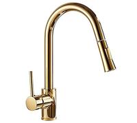 FEWDSCA Une Poignéetourne 360 Compatible Avec Extrait, Tête de Rinçage En Laiton Doré Robinets D'Eau Chaude Et Froide, Robinet, Robinet D'Évier de Cuisine