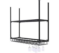 FEWDSCA Wine Racks Wine Lovers Industriel Porte-Verre Monté Au Mur Porte-Bouteille À 2Ux Porte-Bouteille de Vin Porte-Bouteille de Vin En Métal Rustique/90 * 35 * 80Cm (35,4 * 13,7 * 31,5 Pouces)