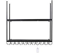 FEWDSCA Wine Racks Wine Lovers Rustic Metal Hangiwine Industrial Wall Mounted Glass 2-Tiers Wall Mount de Bouteille de Vin/150 * 35 * 80Cm (59 * 13,7 * 31,5 Pouces)