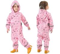 Fewlby Imperméables Enfant, Combinaison de Pluie Poncho Imperméable Filles Manteaux Imperméables à Capuche Imperméable une pièce Réutilisable Outdoor Vêtements de Pluie